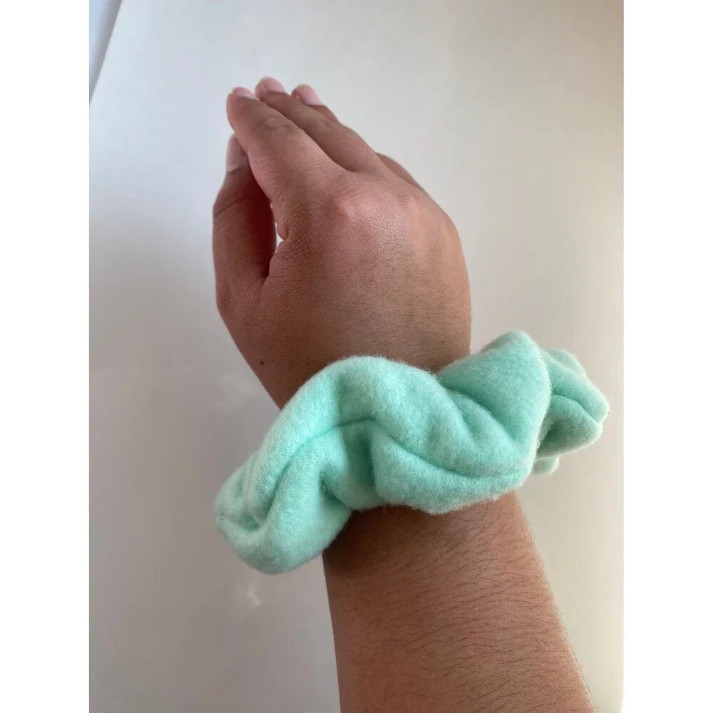 Mint Green Fluffy Scrunchies Sustainable Handmade Hair Accessories